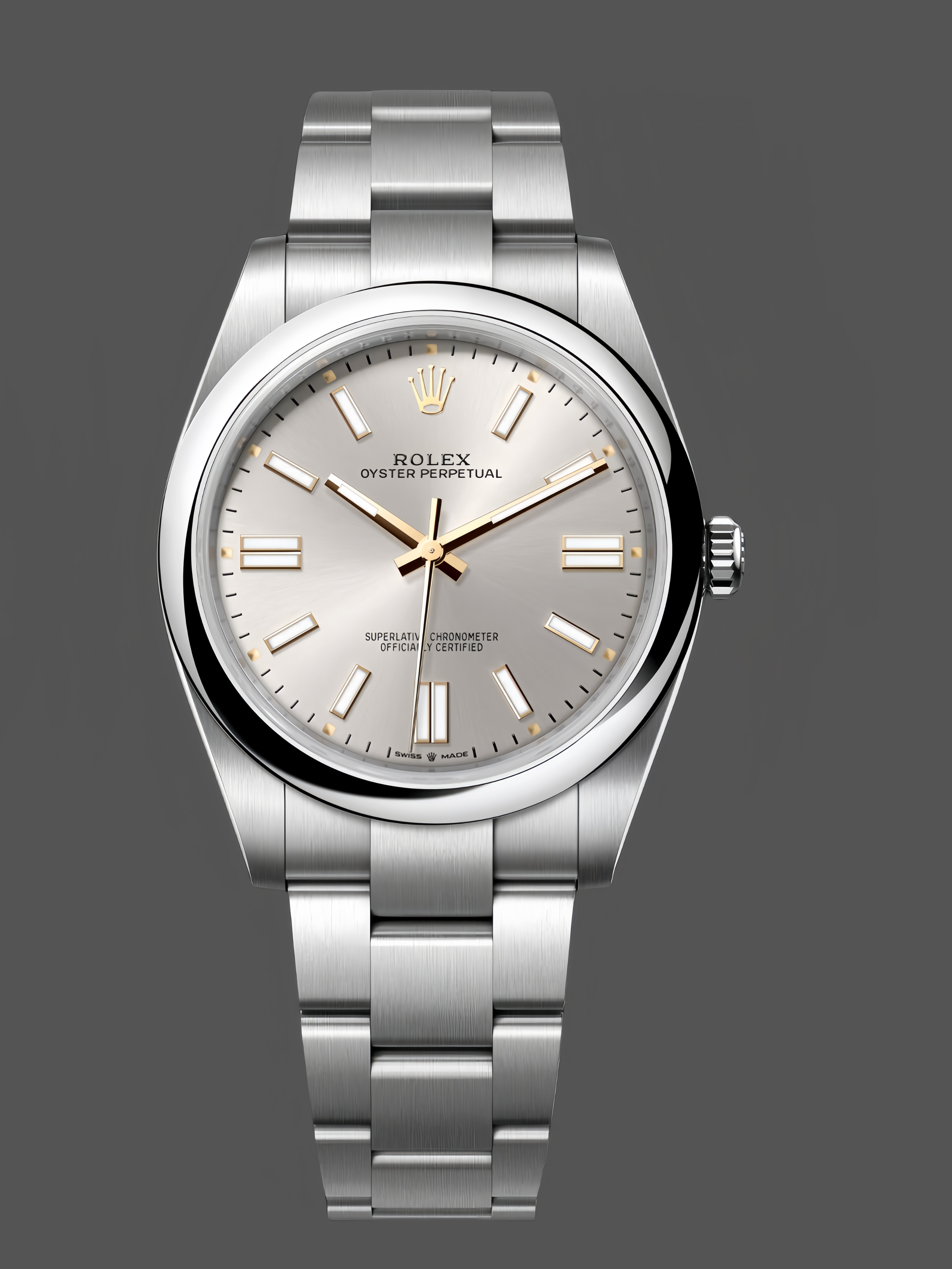 Rolex Oyster Perpetual 41mm Smooth Bezel Oyster Bracelet Silver Dial 124300 0001