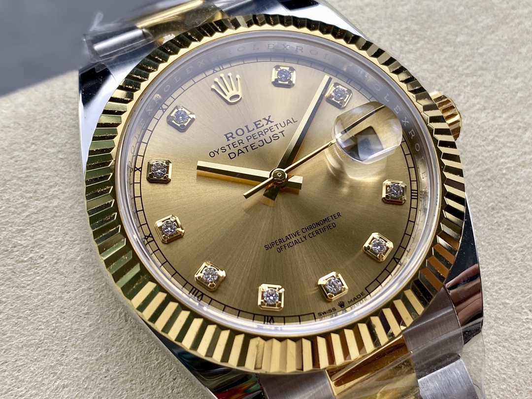 Rolex Datejust 126333 0011 Champagne Diamond Oyster 41mm Two Tone Steel