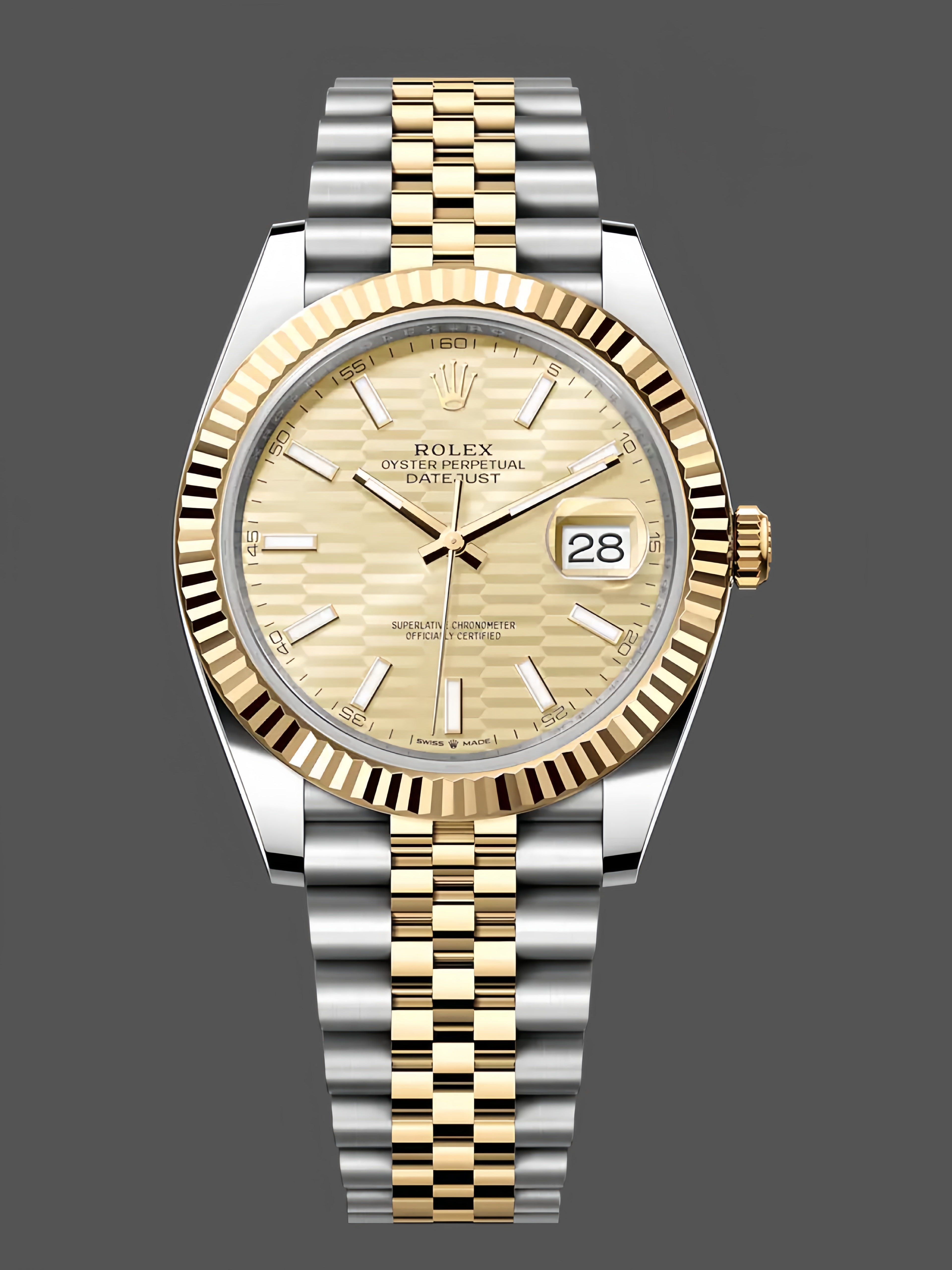 Rolex Datejust 126233 Champagne Motif dial Fluted Bezel 36MM Unisex Replica Watch