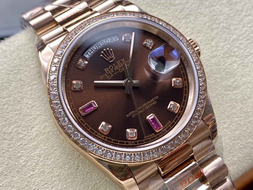 Rolex Day-Date 118235 Rose Gold Chocolate Brown Dial 36mm Unisex Replica Watch