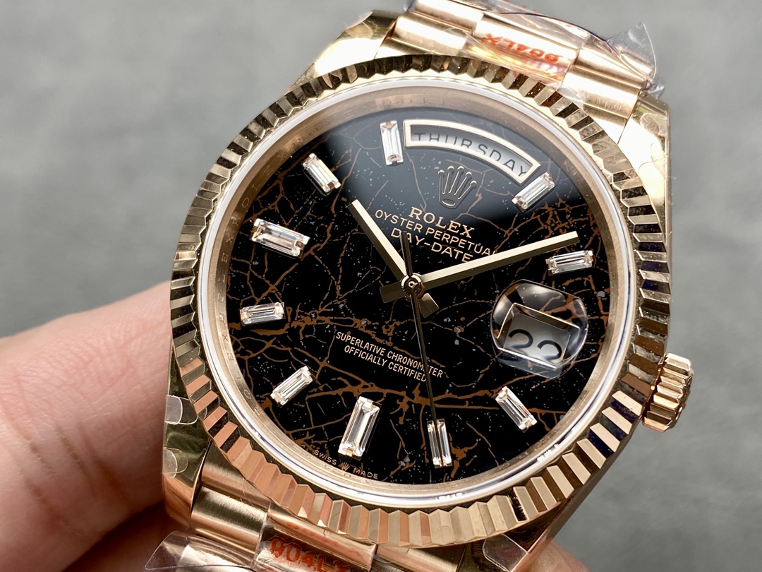 Rolex Day Date 40 Eisenkiesel Baguette Automatic Diamond M228235 0045 Mens Watch