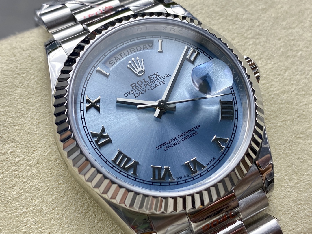 Rolex Day Date 128236 0018 Ice Blue Roman Dial