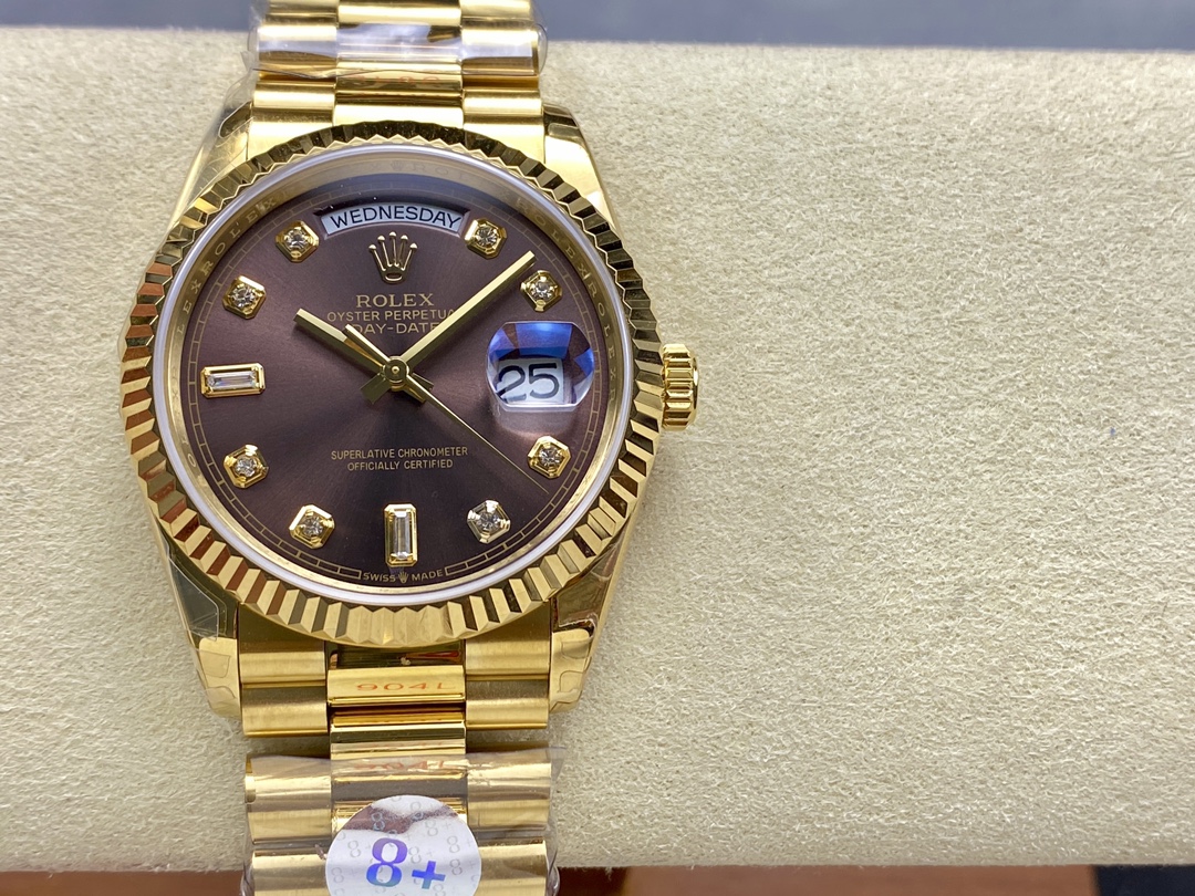 Rolex Day-Date 128238 Fluted Bezel Dark Grey Dial 36MM Unisex Replica Watch