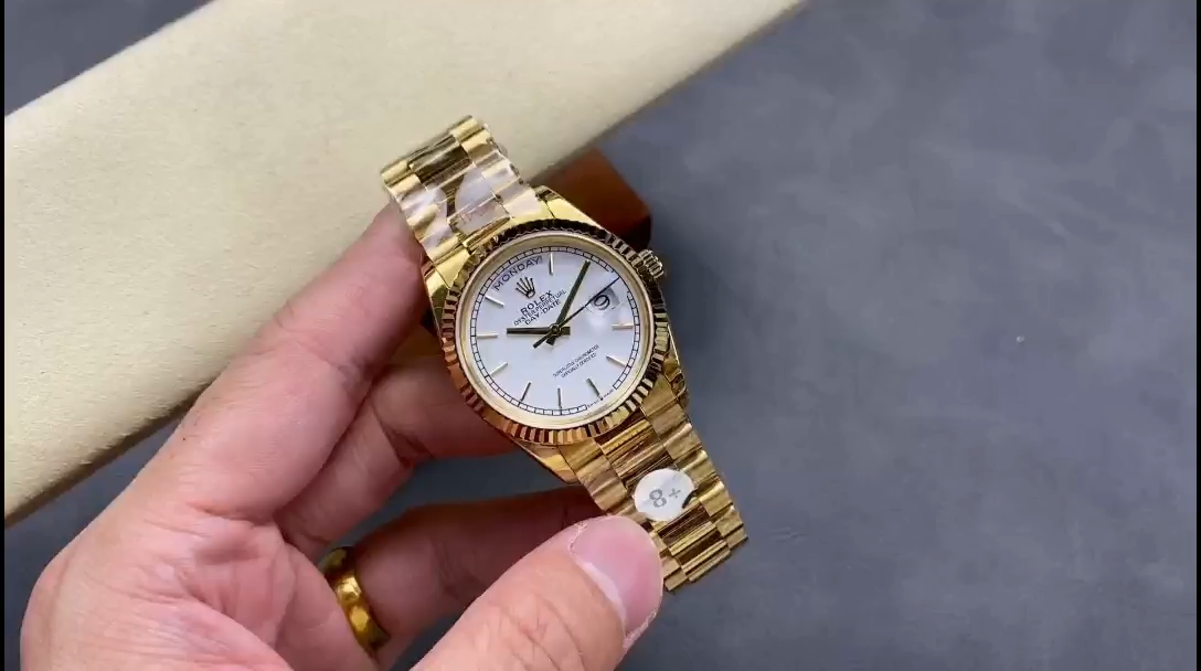 Rolex Day-Date 128238 Fluted Bezel White Roman Dial 36MM Replica Watch