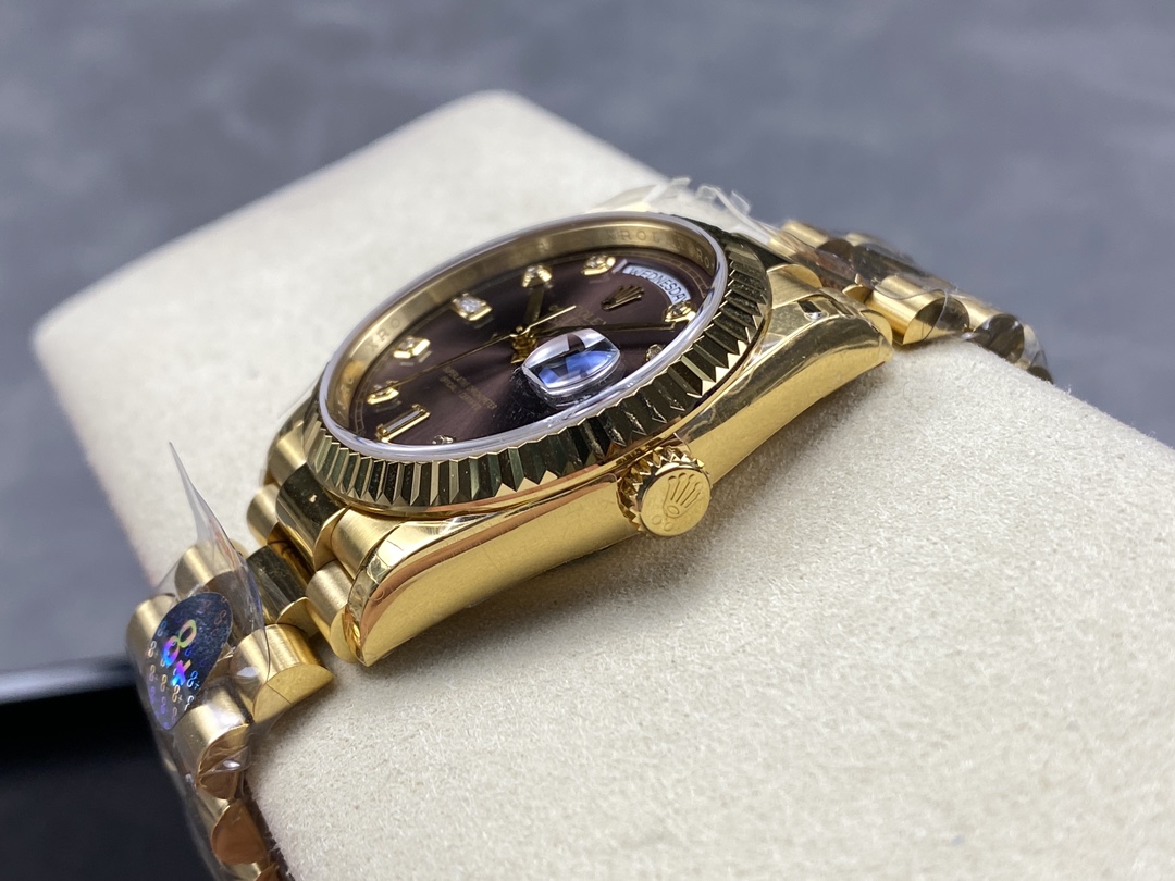 Rolex Day-Date 128238 Fluted Bezel Dark Grey Dial 36MM Unisex Replica Watch