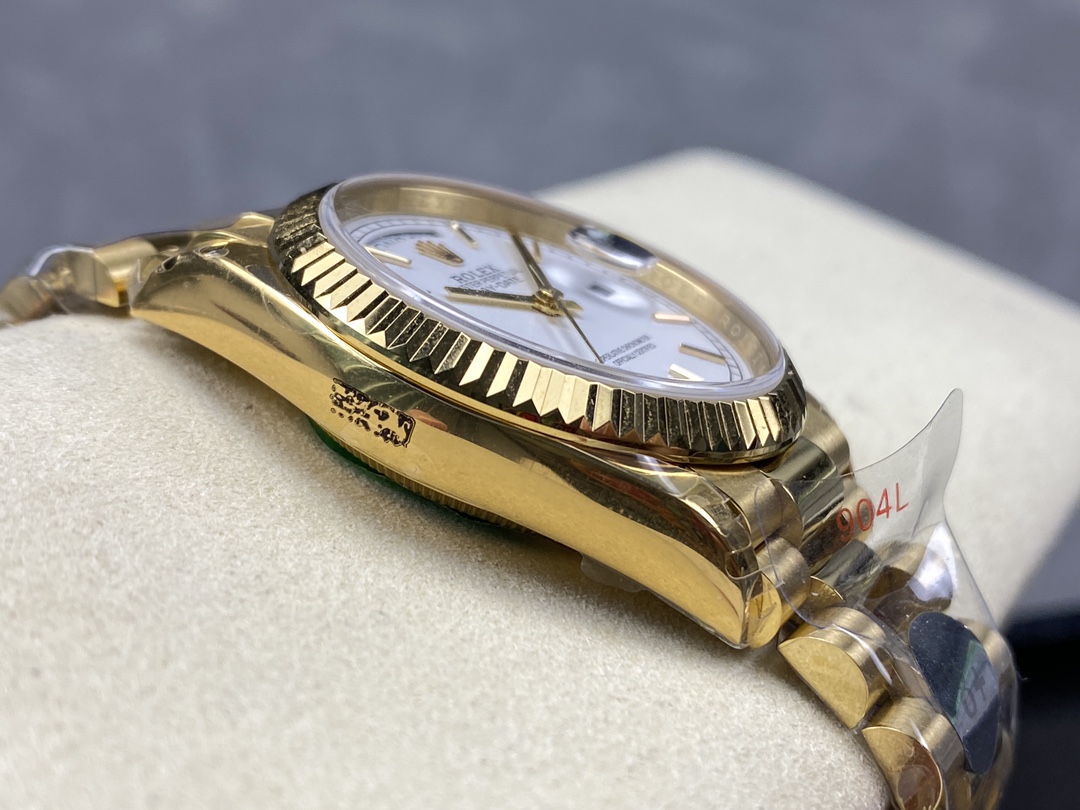 Rolex Day-Date 128238 Fluted Bezel White Roman Dial 36MM Replica Watch