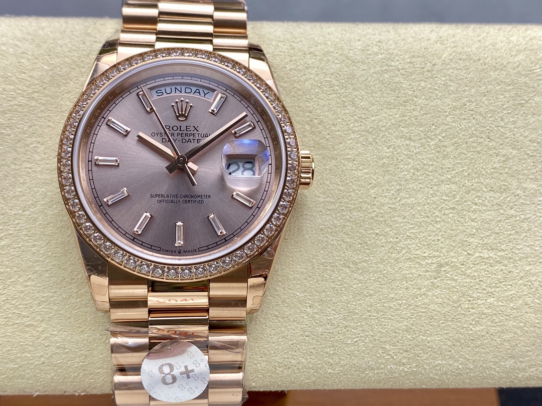 Rolex Day-Date 228345RBR 0007 Sundust Diamond Dial Diamond Bezel 40mm Mens Replica Watch