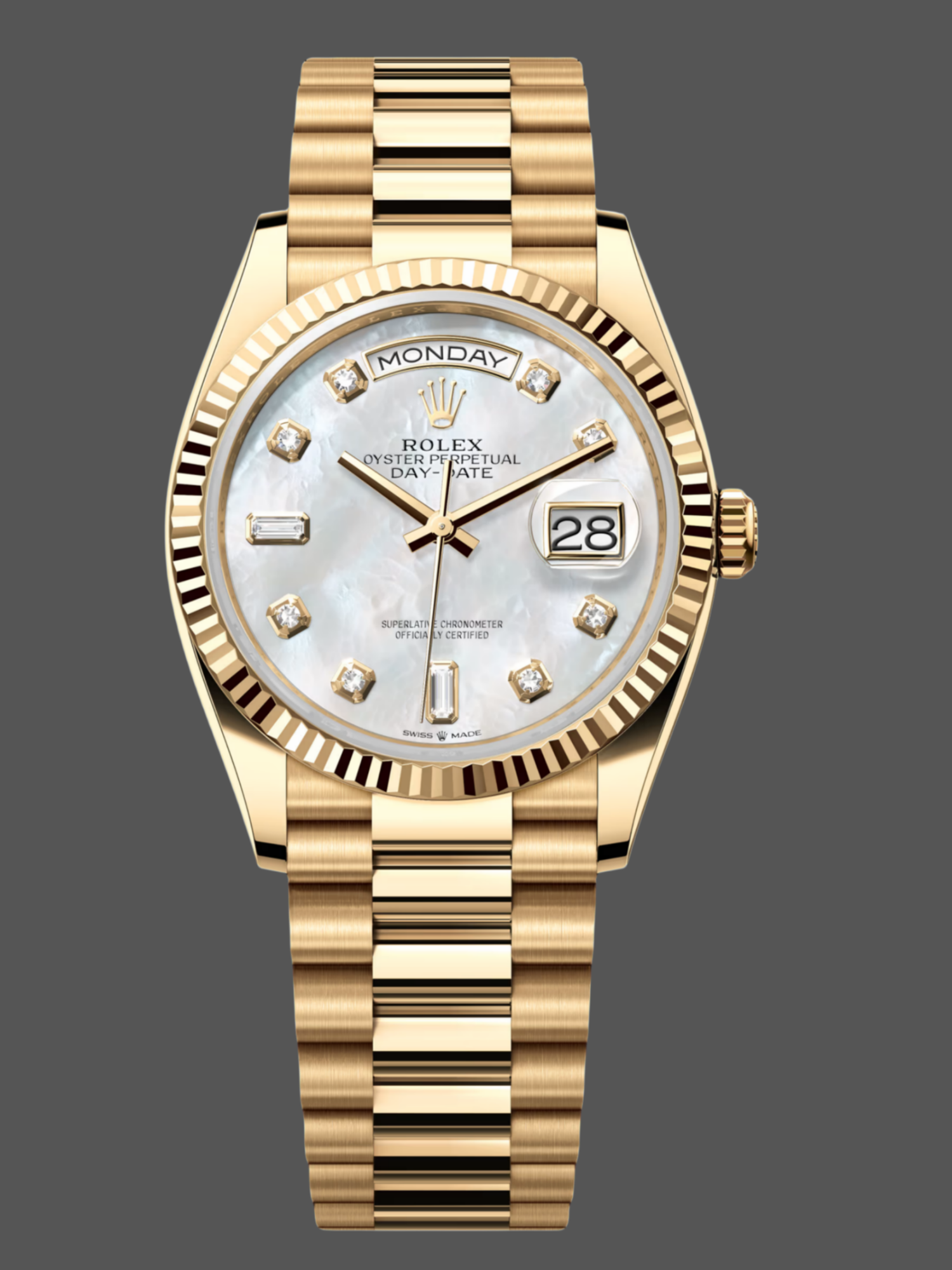 Rolex Day Date 36mm Yellow Gold 128238 0011 MOP Diamond