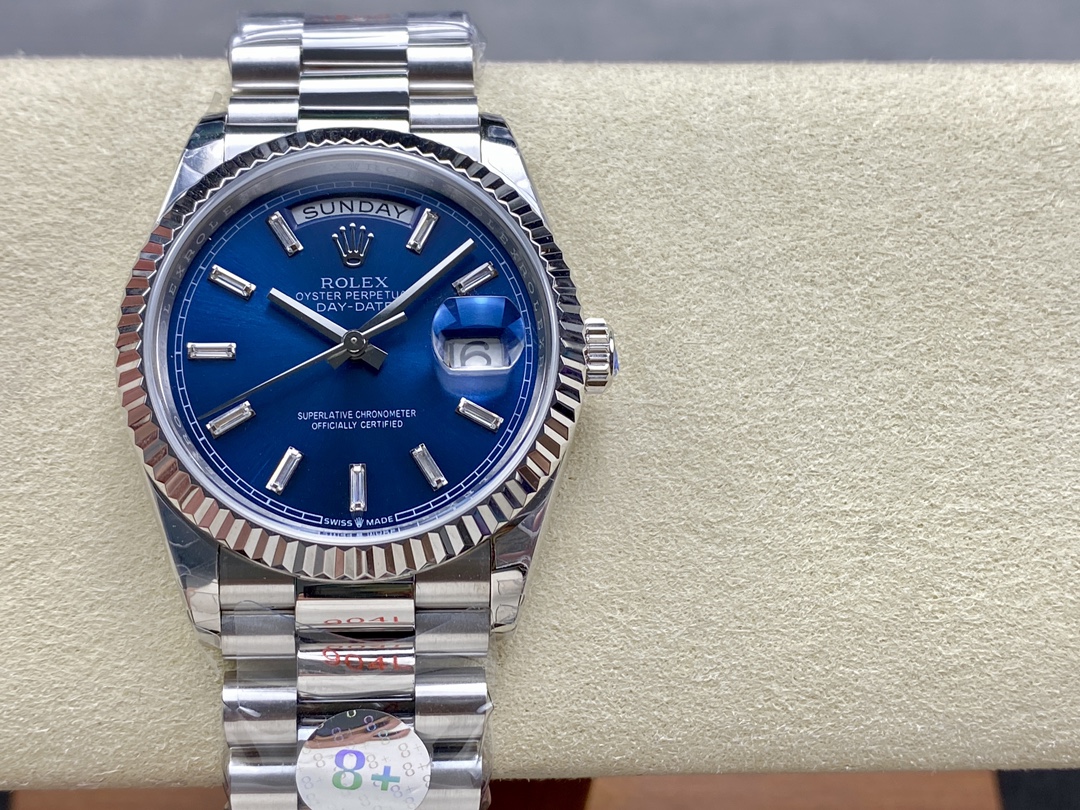 Rolex Day Date White Gold 36 Blue Diamond Dial m128239 0069