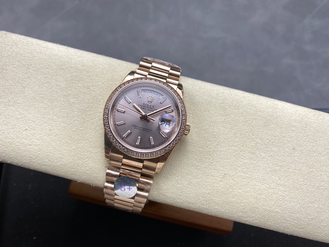 Rolex Day-Date 228345RBR 0007 Sundust Diamond Dial Diamond Bezel 40mm Mens Replica Watch