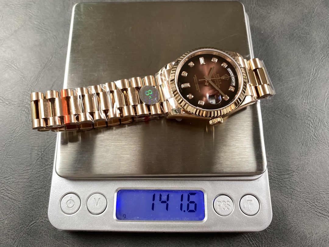 Rolex Day-Date 128235 Everose Gold Brown Ombre Diamond Dial 36MM Unisex Replica Watch