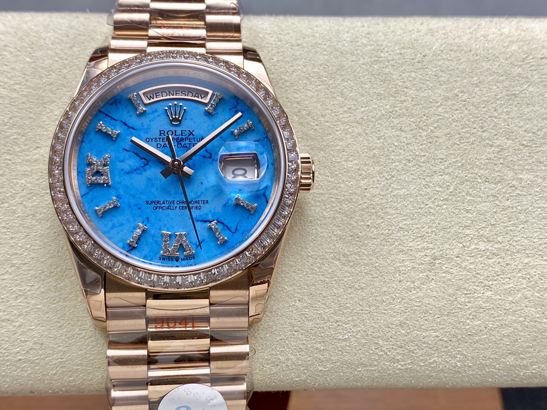 Rolex Day Date Oyster 36 mm Everose Gold Diamonds Bezel M128345RBR 0068