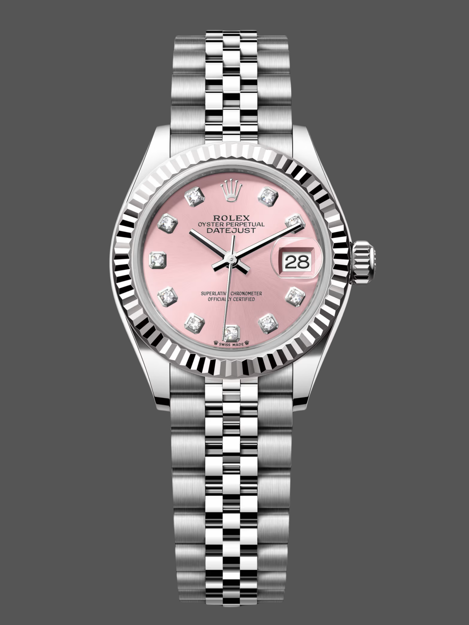 Rolex Datejust 279174 Stainless Steel Pink Diamond Dial 28mm Lady Replica Watch