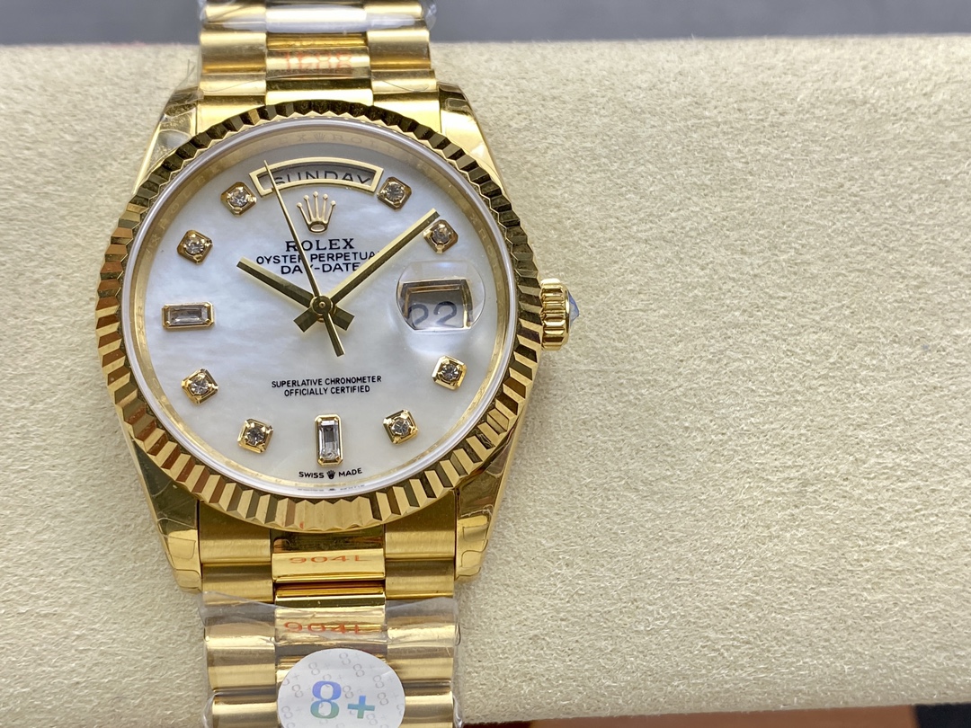Rolex Day Date 36mm Yellow Gold 128238 0011 MOP Diamond