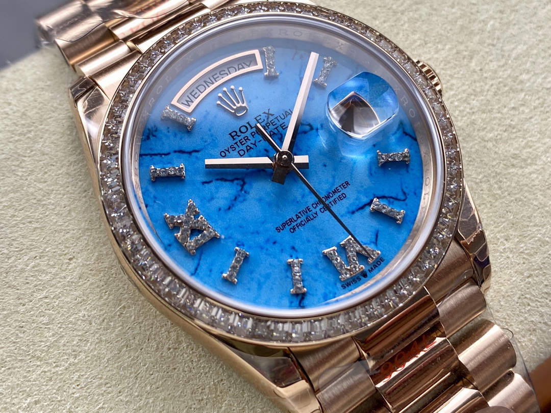 Rolex Day Date Oyster 36 mm Everose Gold Diamonds Bezel M128345RBR 0068