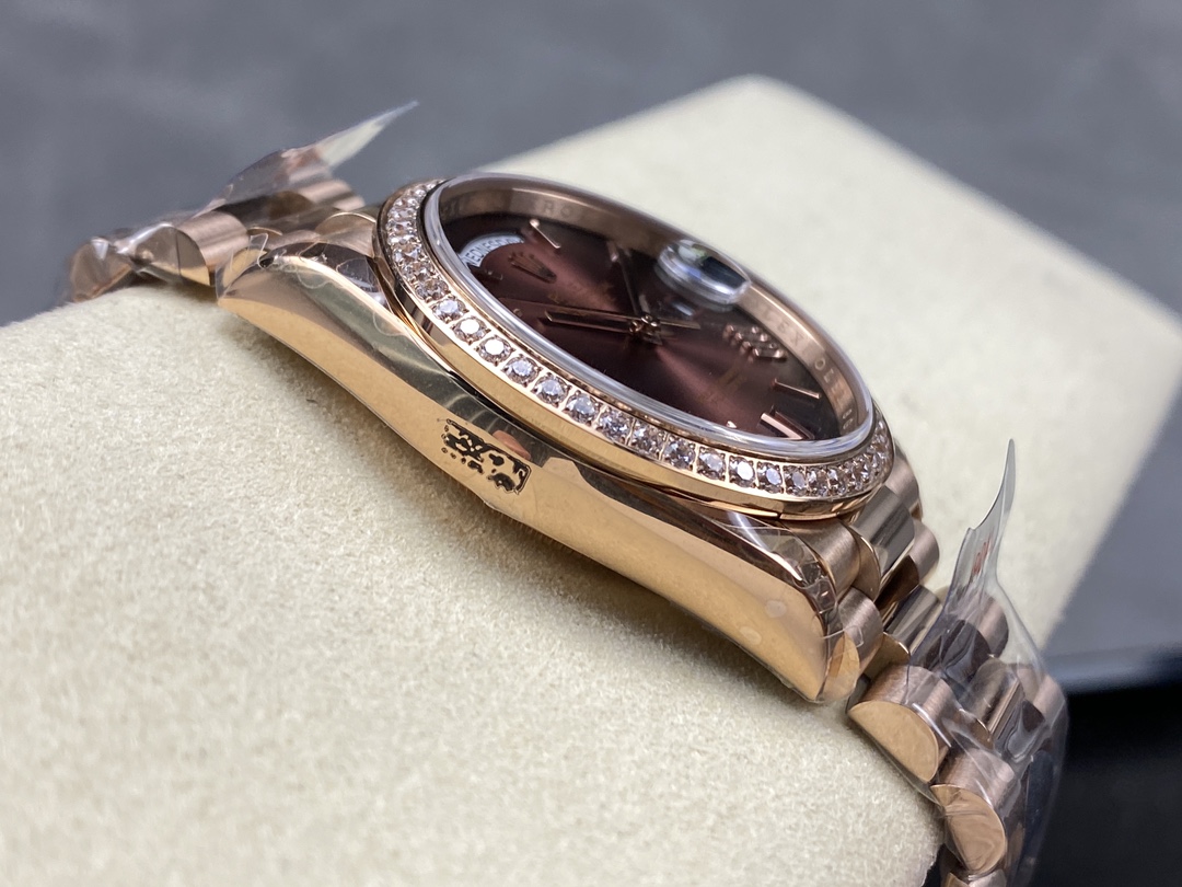 Rolex Day Date 36 Everose Gold Diamond Bezel m128345rbr 0075