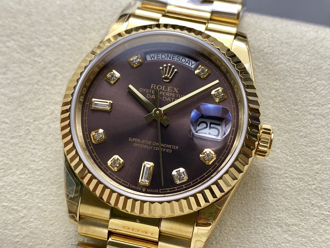 Rolex Day-Date 128238 Fluted Bezel Dark Grey Dial 36MM Unisex Replica Watch