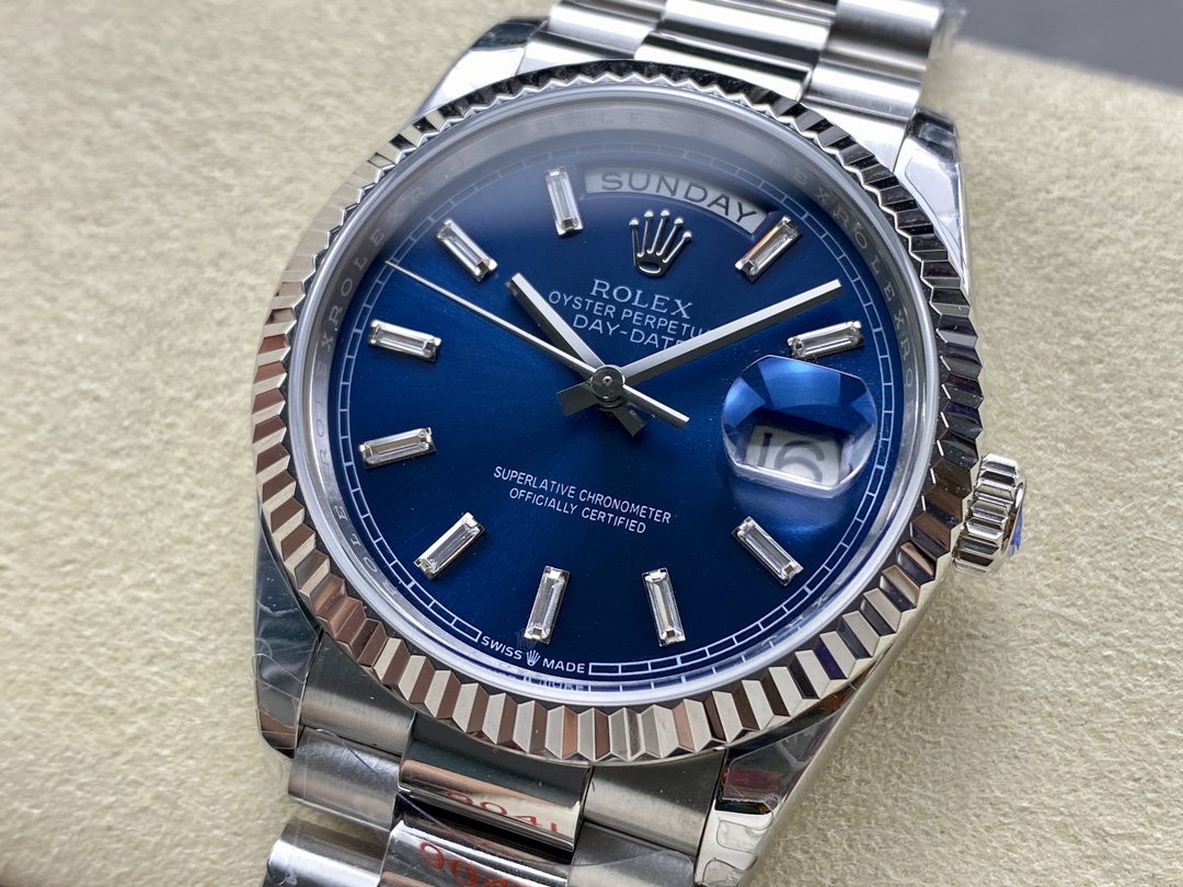 Rolex Day Date White Gold 36 Blue Diamond Dial m128239 0069