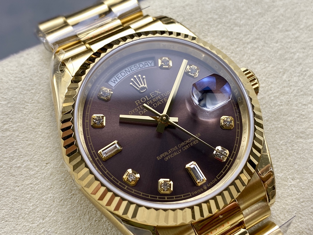 Rolex Day-Date 128238 Fluted Bezel Dark Grey Dial 36MM Unisex Replica Watch