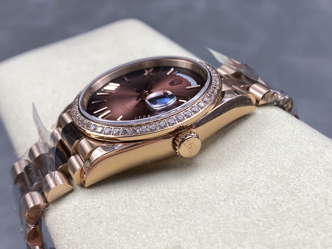 Rolex Day Date 36 Everose Gold Diamond Bezel m128345rbr 0075