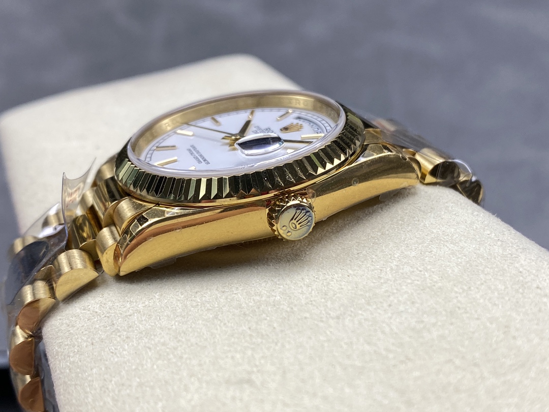 Rolex Day-Date 128238 Fluted Bezel White Roman Dial 36MM Replica Watch