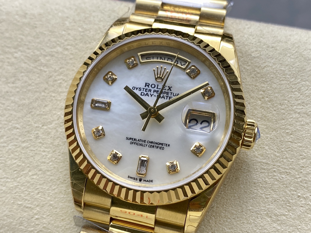 Rolex Day Date 36mm Yellow Gold 128238 0011 MOP Diamond