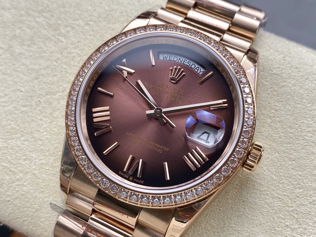 Rolex Day Date 36 Everose Gold Diamond Bezel m128345rbr 0075