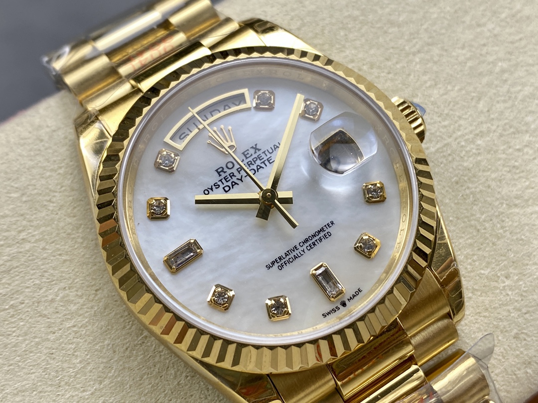 Rolex Day Date 36mm Yellow Gold 128238 0011 MOP Diamond