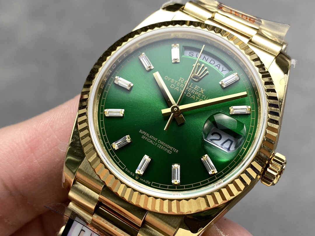 Rolex Day Date 36 Yellow Gold Automatic Green Diamond Dial M128238 0130