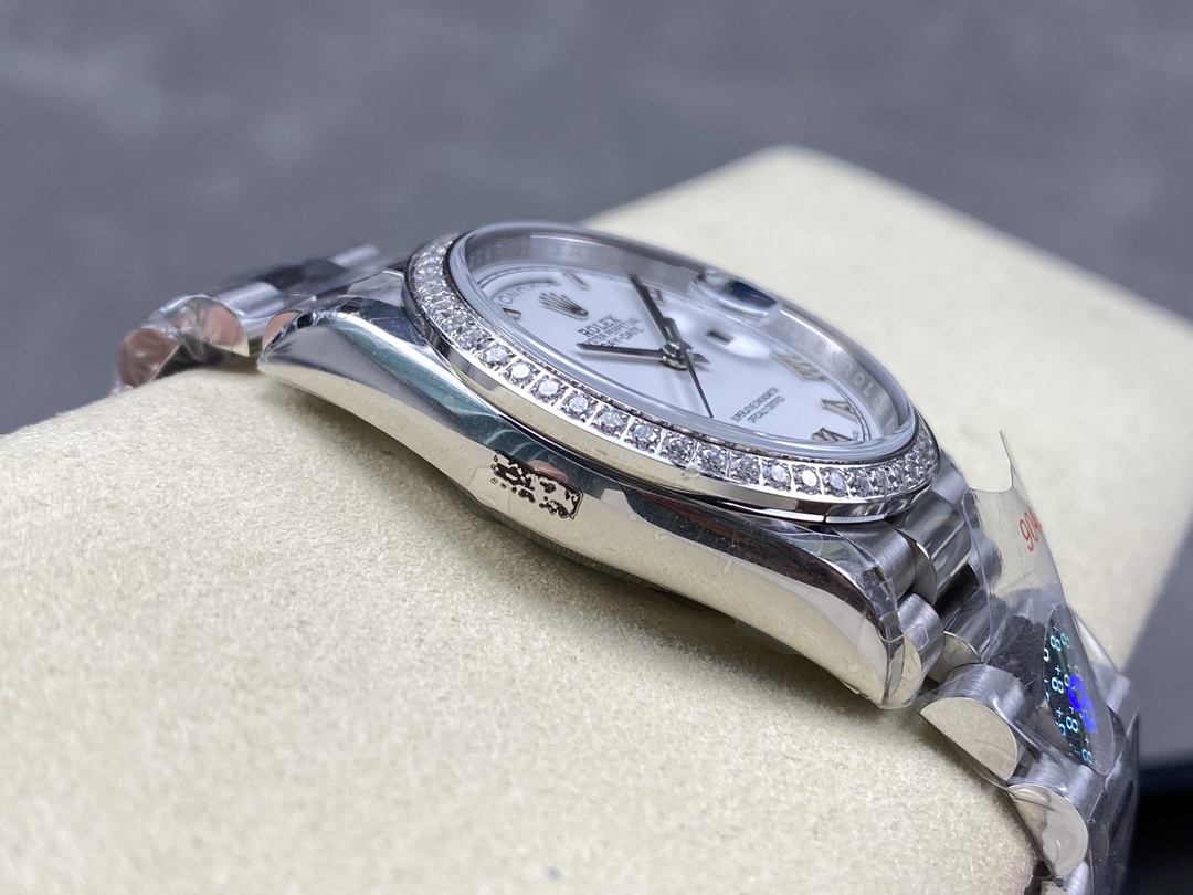 Rolex Day Date 36 White Gold Diamond Bezel White Dial m128399tbr 0019