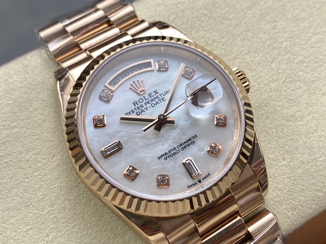 Rolex Day-Date 128235 Everose Gold MOP Dial 36MM Unisex Replica Watch