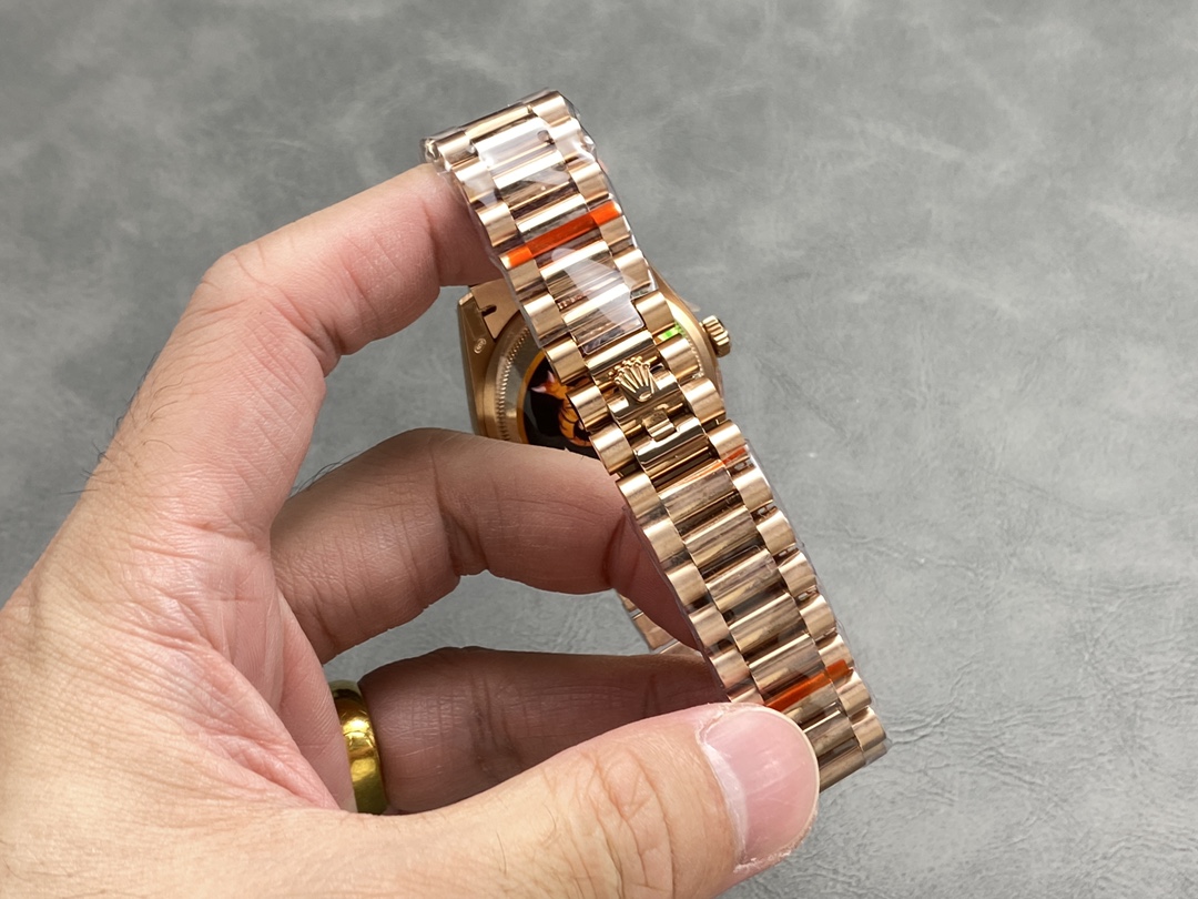 Rolex Day Date Rose Gold Slate Diamond Dial President Bracelet M128235 0050