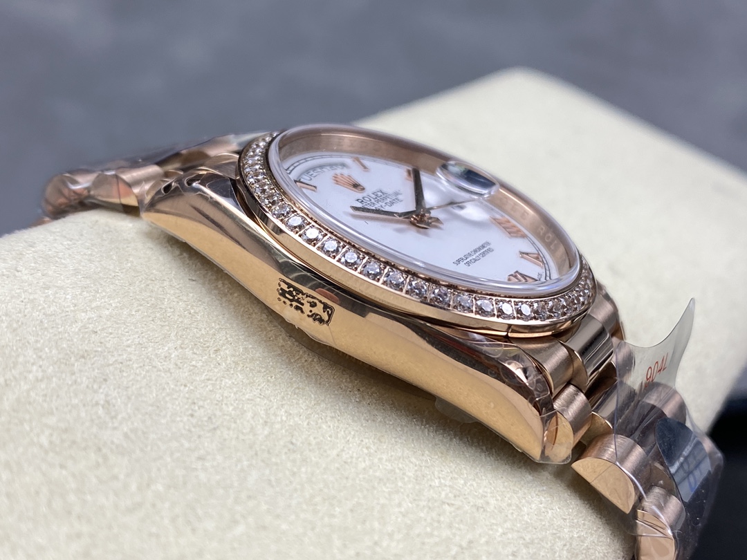 Rolex Day-Date 128345RBR White Dial Everose Gold 36MM Unisex Replica Watch