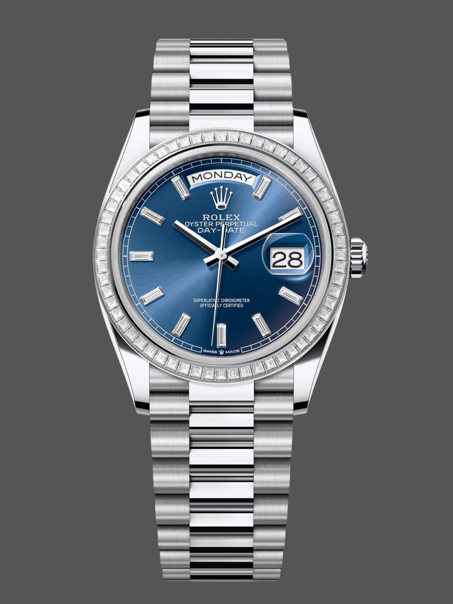 Rolex Day Date 36mm Bright Blue Diamond-Set Dial Diamond-Set Bezel m128396tbr 0024