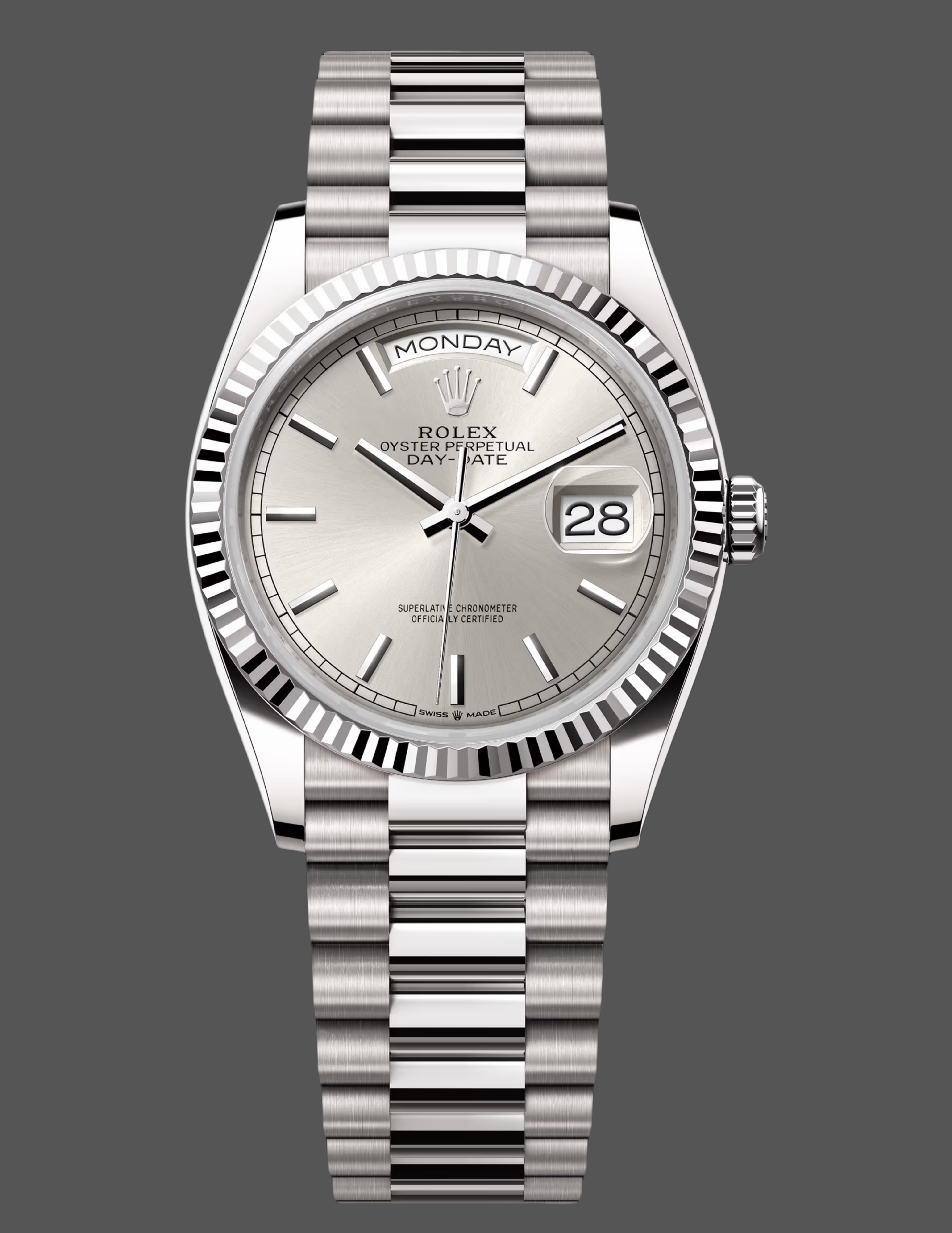 Rolex Day-Date 128239 0005 White Gold Silver Index Dial 36MM Unisex Replica Watch