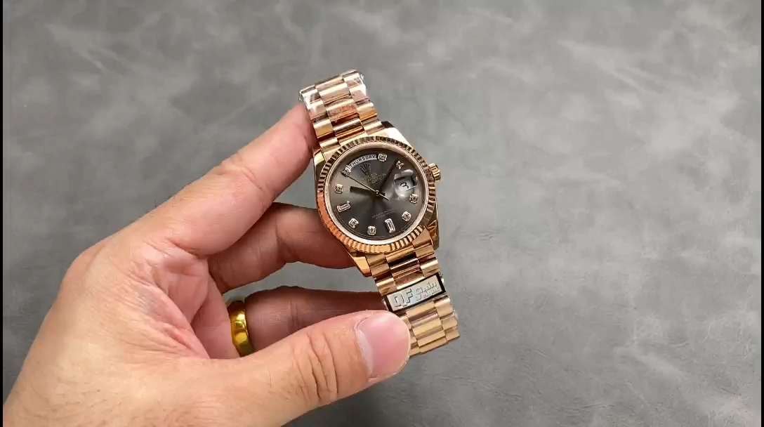 Rolex Day Date Rose Gold Slate Diamond Dial President Bracelet M128235 0050