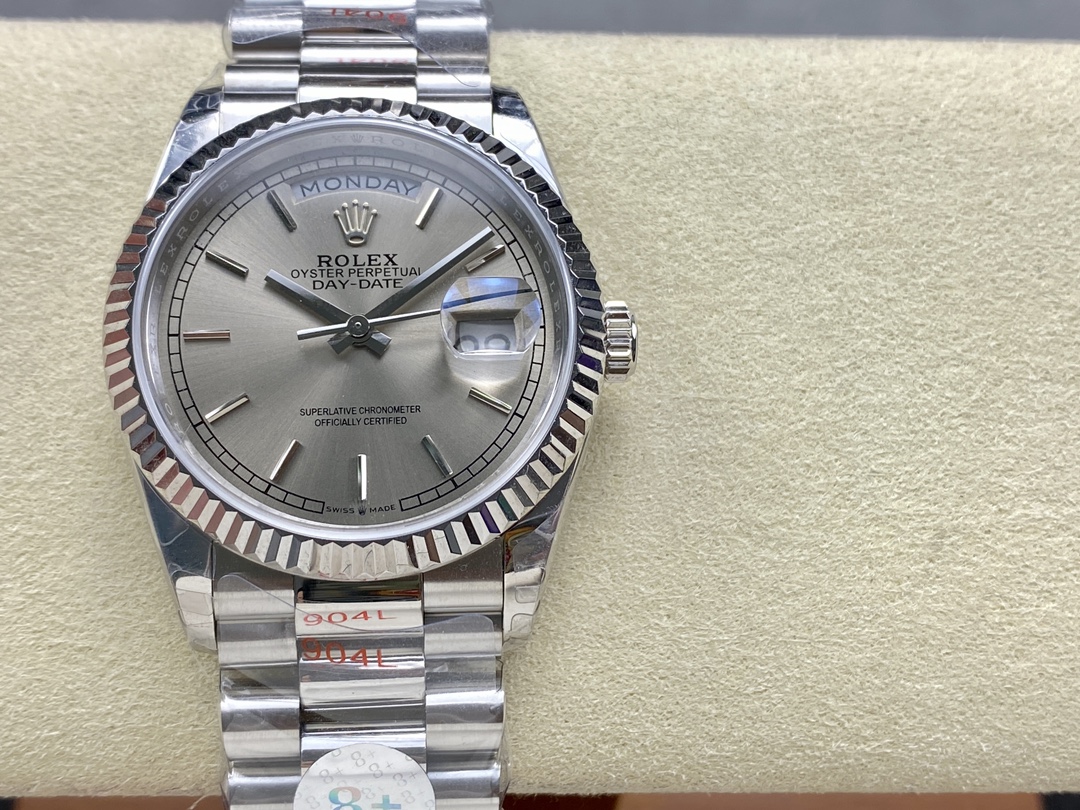 Rolex Day-Date 128239 0005 White Gold Silver Index Dial 36MM Unisex Replica Watch