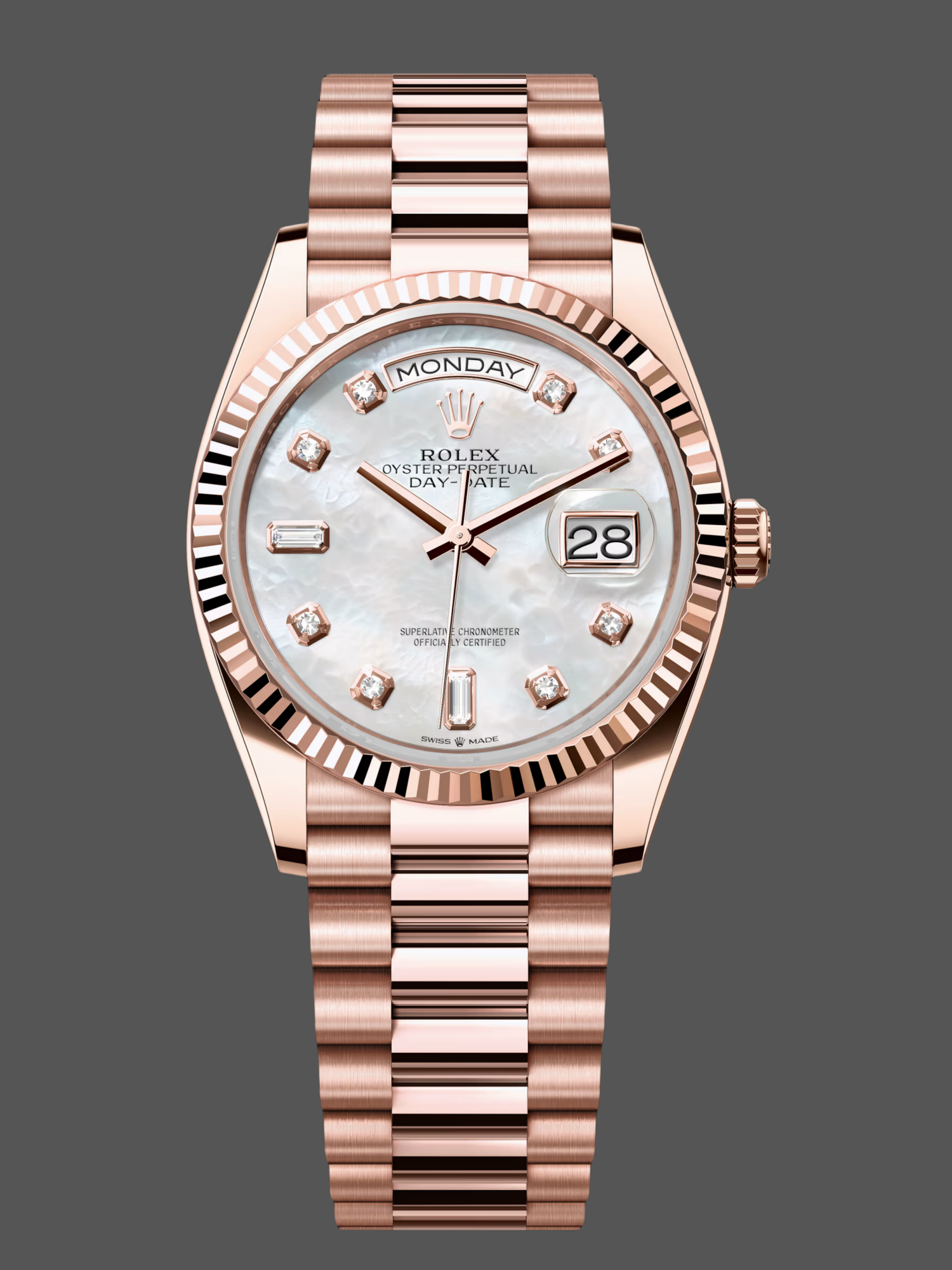 Rolex Day-Date 128235 Everose Gold MOP Dial 36MM Unisex Replica Watch
