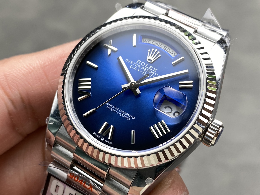 Rolex Day Date 36 White Gold Blue Ombre Dial M128236 0020