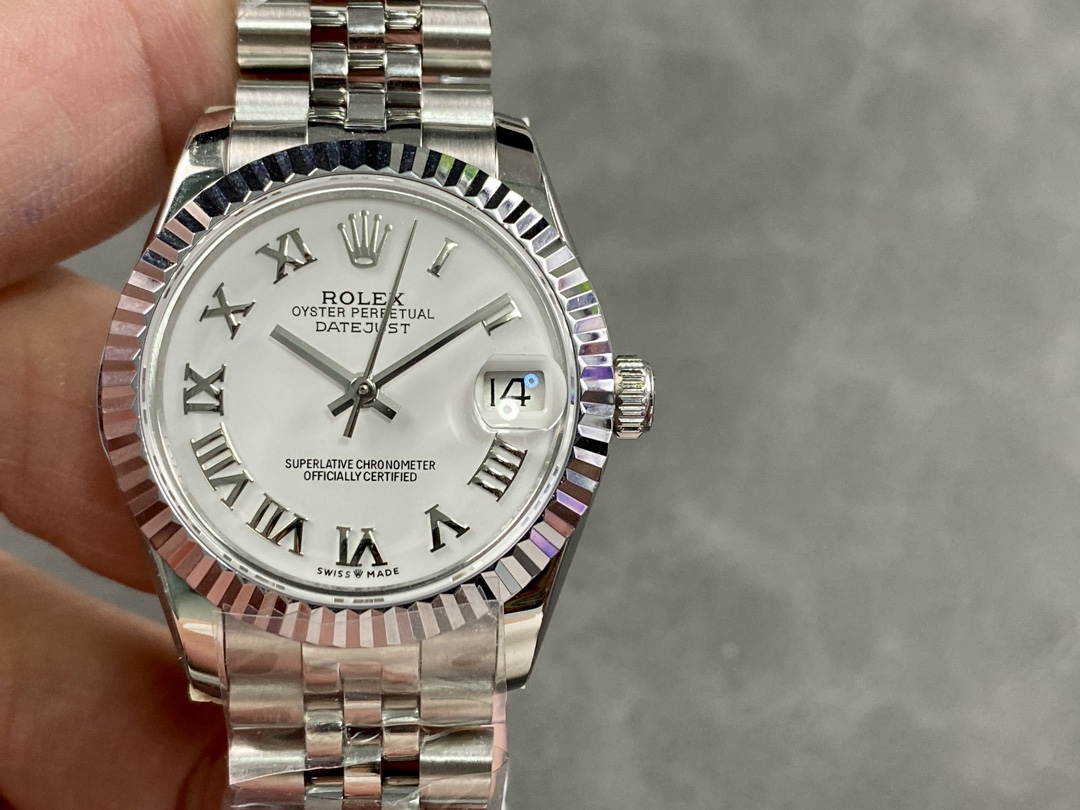 Rolex Datejust 31 White Roman Dial Fluted Bezel Jubilee 278274 0010 Ladies Watch