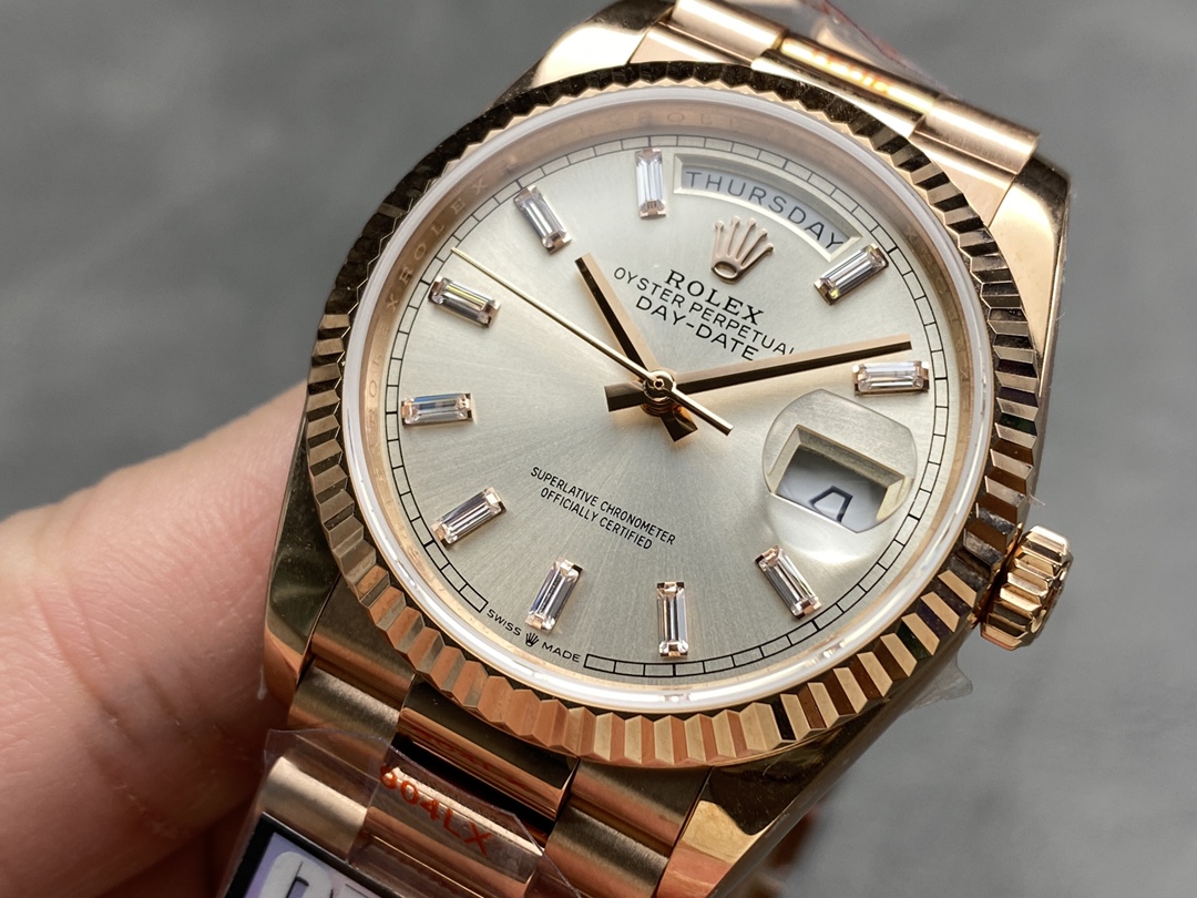 Rolex Day-Date 228235 Sundust Index Dial Fluted Bezel 40mm Mens Replica Watch