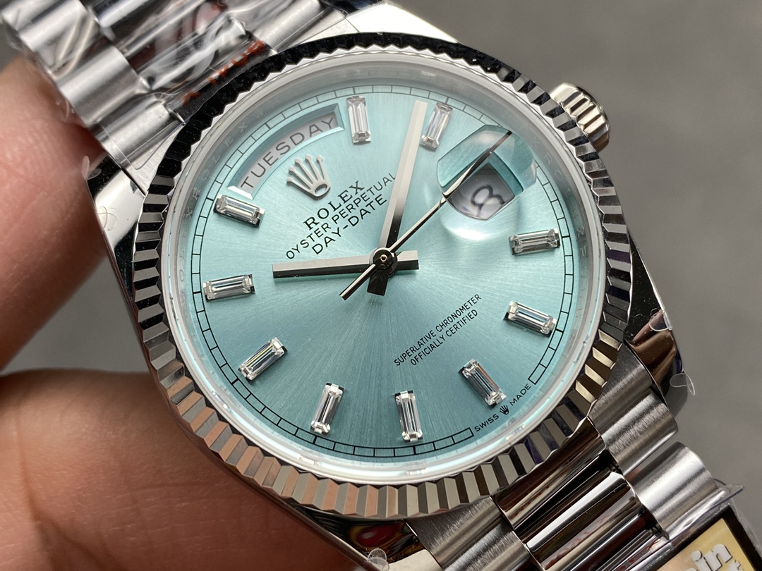 Rolex Day Date 36 Fluted Bezel Platinum Bracelet 128236 0009