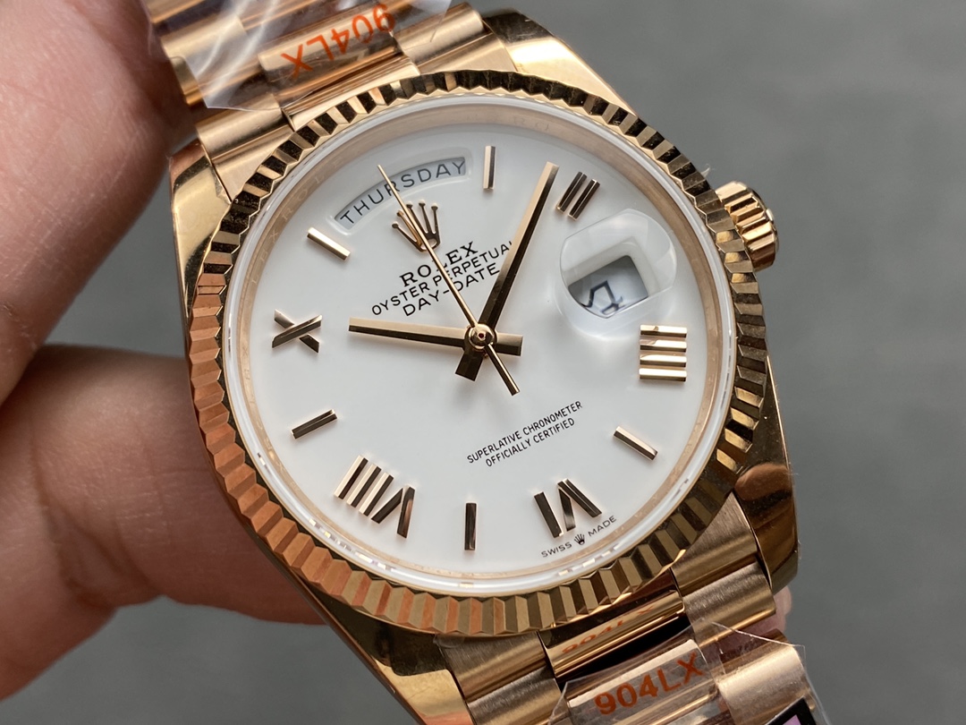 Rolex Day Date 36mm Everose Gold 128235 0070 White Roman