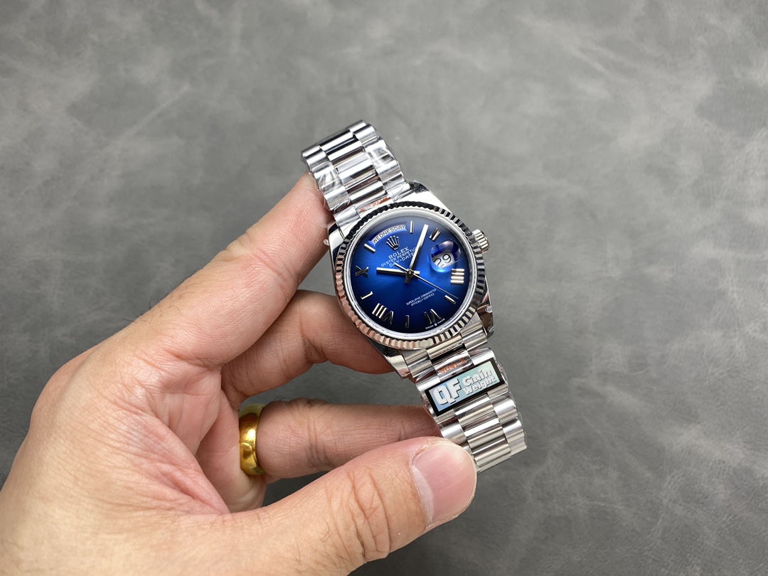 Rolex Day Date 36 White Gold Blue Ombre Dial M128236 0020