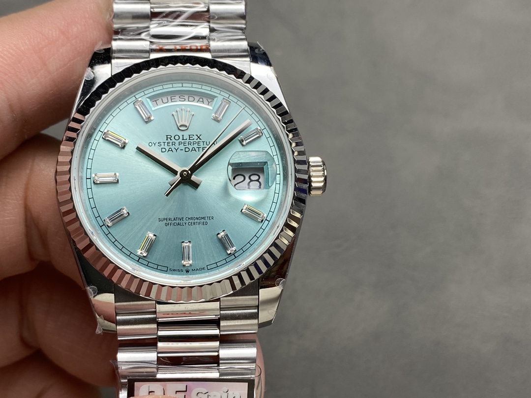 Rolex Day Date 36 Fluted Bezel Platinum Bracelet 128236 0009