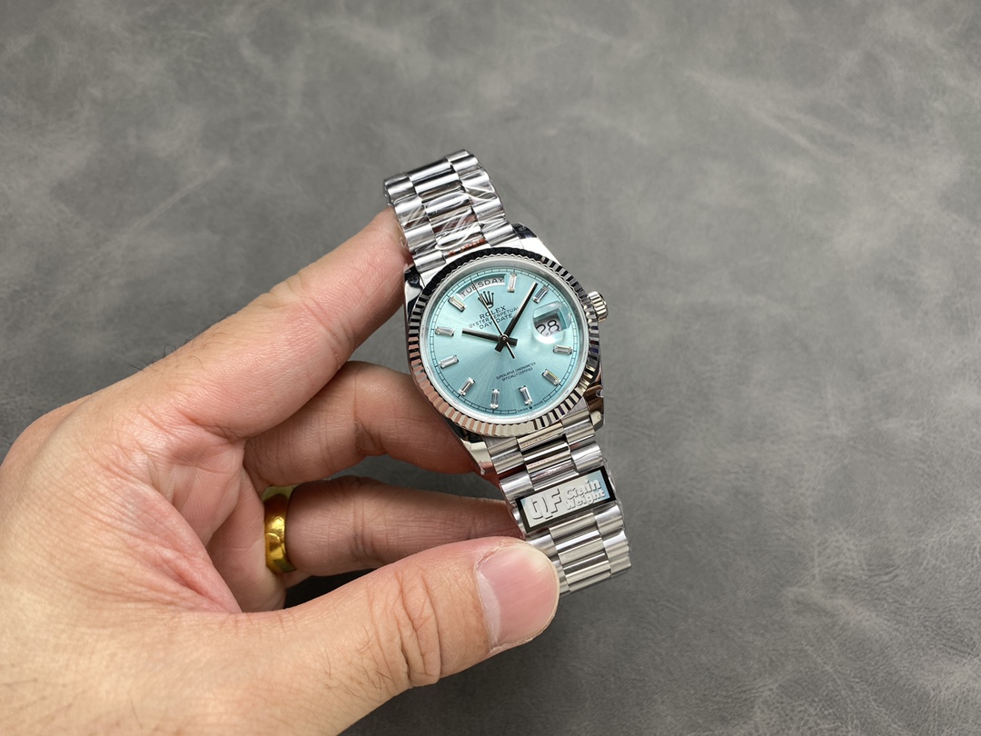 Rolex Day Date 36 Fluted Bezel Platinum Bracelet 128236 0009