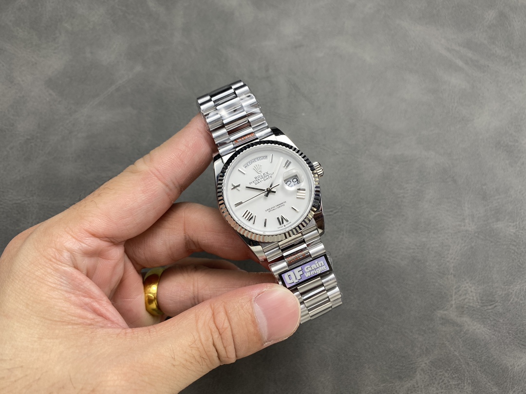 Rolex Day Date 36 White Dial Fluted Bezel White Gold m128239 0059 President Watch