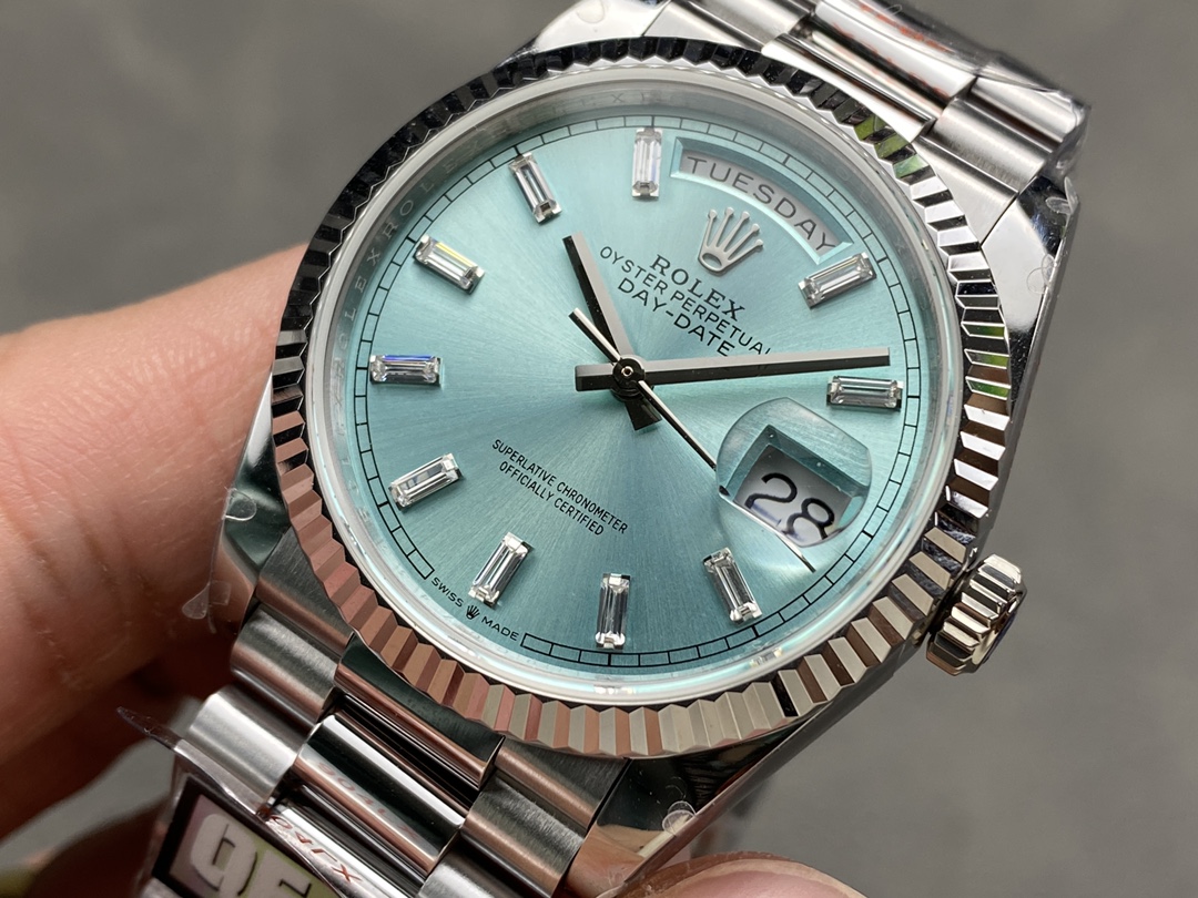 Rolex Day Date 36 Fluted Bezel Platinum Bracelet 128236 0009