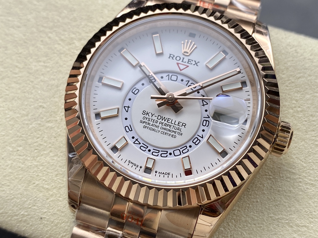 Rolex Sky Dweller 42mm Intense White Dial Fluted Bezel Jubilee Bracelet m336935 0007