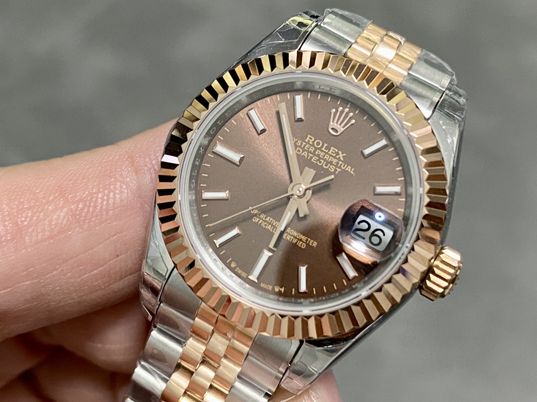 Rolex Datejust 28 Chocolate Index Steel & Rose Gold m279171 0017